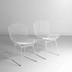 Vintage Mid-Century Set Van 7 Witte Harry Bertoia Eetkamerstoelen thumbnail 18