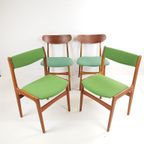 Deense Stoelen | Dining Chairs Danish Green Wool Teak Wood thumbnail 6