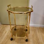 Vintage Messing Barcart Trolley Serveerwagen Bijzettafel thumbnail 3