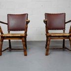 Pair Of Rush And Oak Armchairs By De Ster Gelderland thumbnail 10