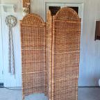 Vintage Rotan Kamerscherm, Roomdivider, Scherm Met 3 Luiken thumbnail 6