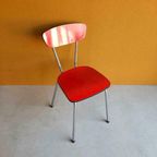 Retro, Vintage Formica Stoel, Rood Formica, Metalen Frame thumbnail 3