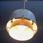 Metal, White And Brass Color Pendant Lamp By Veb 1960s thumbnail 10