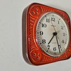 Vintage Keramieke Klok Staiger Quartz Oranje Klok Jaren 70 thumbnail 6