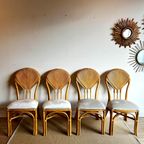 4 Rotan Bamboe Stoelen Vintage Italiaans Design thumbnail 2