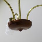 Vintage Plafondlamp - 3-Armig, Messing, Glas Jaren '50/'60 | 01480 thumbnail 6