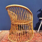 Vintage Jaren Vijftig Rotan Fauteuil, Rieten Stoel, Boho thumbnail 7