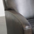 Stijlvolle, Tijdloze En Zeer Comfortabele Set Van 2 Zwart/ Grijze Schapenleren Design Fauteuils thumbnail 12