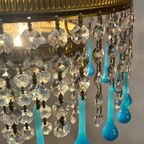 Set Van 2 Blauw Azuur Kroonluchters Hanglampen Teardrop Pegels Vintage thumbnail 10