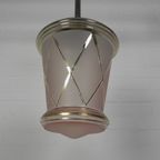 Art Deco Hanglamp Met Roze Glazen Kap, Jaren 30 thumbnail 8