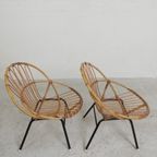 Set Van 2 Rotan, Bamboe Kinder Stoelen Rohe Noordwolde, Jaren 50 thumbnail 10