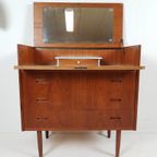 Vintage Secretaire | Kaptafel Teak Fineer Ladekast Spiegel thumbnail 5