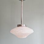 Art Deco Hanglamp In Wit Gespikkeld Glas, Jaren 30 thumbnail 2