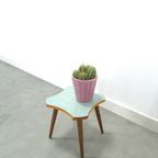 Bijzettafel Met Groen Blauw Formica Blad, Plantentafel Nr. 25 thumbnail 6