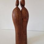Vintage Teakhouten Beeld Mid Century Houtsnijwerk thumbnail 5