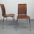 Set (2) Design Stoelen In Walnoot Fineer. Poten In Chroom. thumbnail 13
