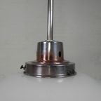 Art Deco Hanglamp Met Witte Glazen Kap, Jaren 30 thumbnail 8