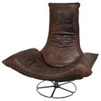 Wammes Loungestoel Van Bruin Leer Door Gerard Van Den Berg Voor Montis, Jaren 70 thumbnail 13