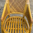 4 Rotan Webbing Bamboo Diner Stoelen , 1980s thumbnail 7
