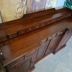 Klassiek Mahoniehouten Dressoir, Wandconsole, Commode Met Vele Lades, Afm. 165x47cm En 90/110cm Hoog. thumbnail 5