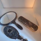 Mooie Vintage Brocante Kaptafel Set Borstel Spiegel, Zilver thumbnail 10