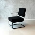 Retro Fauteuil Nieuw Lounge Chair Armstoel Zwart Stof Stoel thumbnail 2