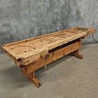 Antieke Werkbank Sidetable Keukeneiland 19E Eeuws 250 Cm thumbnail 12