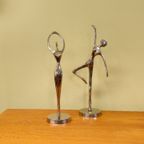 2X Chrome-Kleurige Ballerina Ballet Danseres Dame thumbnail 7
