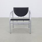 2X Postmoderne Fauteuil “Kokatu” Leer M.A. Ciganda Akaba, 1980S Zwart thumbnail 3