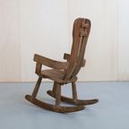 Brutalist Rocking Chair In Solid Oak By De Puydt, 1970S thumbnail 6