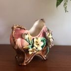 Antieke Prachtige Art Nouveau Majolica Florale Jardinière thumbnail 8