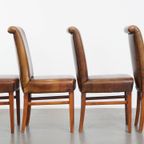Tijdloze Set Van 4 Statige Comfortabele Eetkamerstoelen Van Schapenleer thumbnail 4