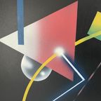 Memphis Style / Postmodern - Airbrush On Canvas - Abstract - Signed By Artist - 1980’S/1990’S thumbnail 4