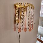 Murano Teardrop Wandlamp Wandlampje Messing Vintage Roze thumbnail 2