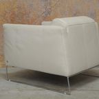 Zganieuw! Gebroken Witte Leren Natuzzi Design Fauteuil thumbnail 7