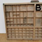 Brocante, Bruine Antieke Houten Letterbak, Wanddecoratie B thumbnail 8