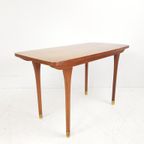 Vintage Salontafeltje | Bijzettafel Teak Fineer Messing thumbnail 6
