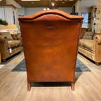 Gave Engelse Chesterfield Oor Fauteuil Cognac Leer thumbnail 5