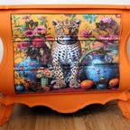 Grote Oranje Buikkast Met Panter, Eclectisch thumbnail 3