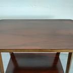 Vintage Plantentafel Bijzettafel Trolley Met Messing Inlay En Wieltjes thumbnail 9