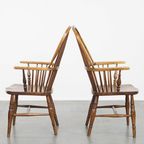 Leuke Set Van 2 Antieke Engelse Windsor Stickback Chairs Uit De 19e Eeuw Gemaakt Van Iepenhout thumbnail 4