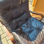 Vintage Design Fauteuils, Leer, Beuken,, Ingmar Relling thumbnail 12