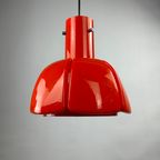 Red Glass Flower Shaped Pendant Light From Glashütte Limburg, 1970 thumbnail 9