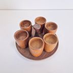 Set 6 Vintage Eierdopjes Teak Hout Denmark ’60 Mid Century thumbnail 6