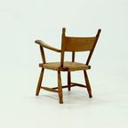 French Blonde Oak And Rush Armchair 1950s thumbnail 7