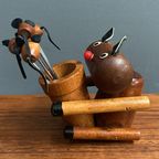 Teak Cat & Mice Cocktail Forks 1960S thumbnail 9