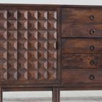 Brutalist Spanish Carved Sideboard Credenza thumbnail 12