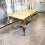 Vintage Onyx Coffee Table / Stenen Salontafel Met 'Goud' thumbnail 4