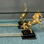 Maison Charles. Salontafel Met Vier Vergulde Bronzen Paarden. thumbnail 6