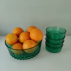 Groen Persglazen Schalen Set Van Arcoroc France Uit De Jaren '60 thumbnail 9